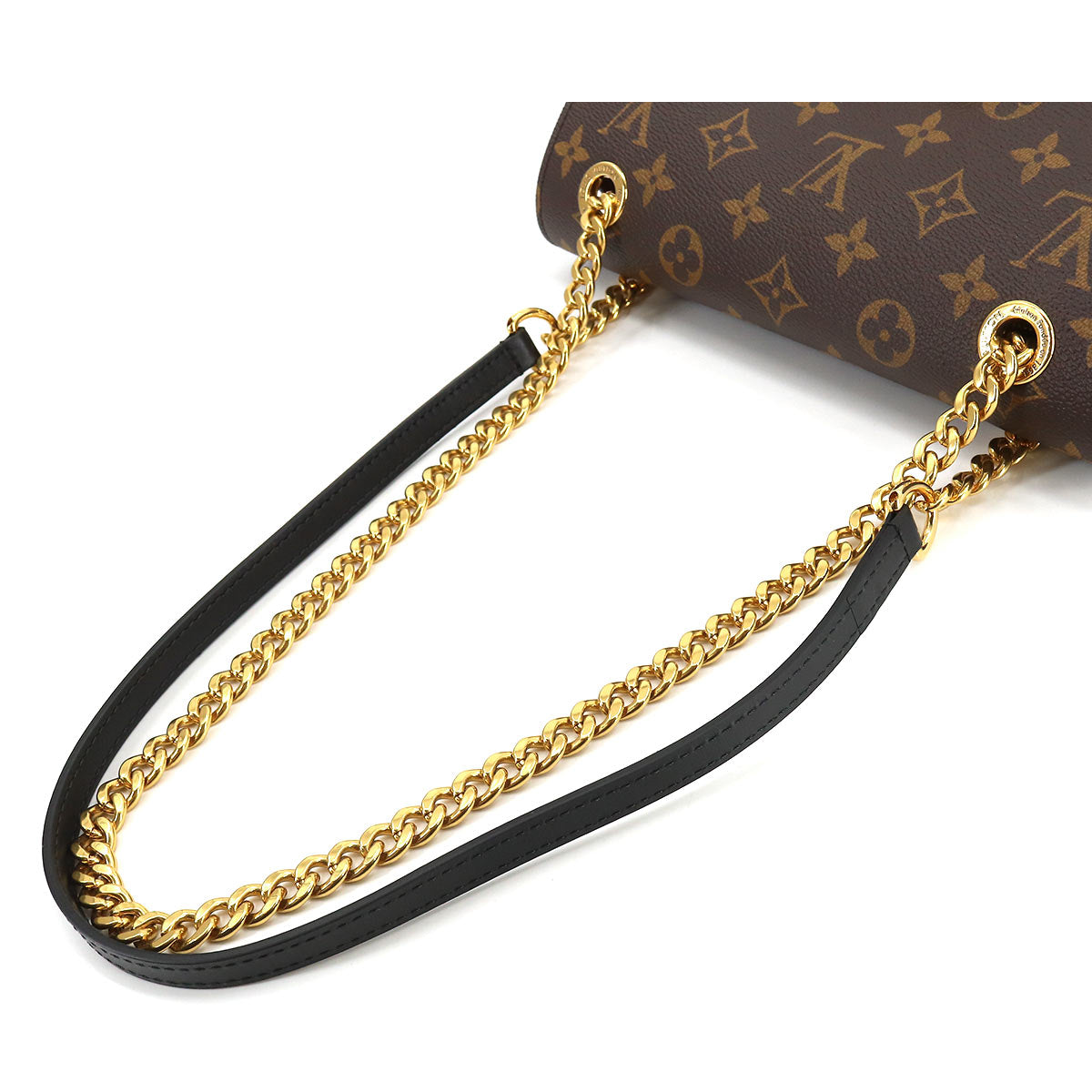 Louis Vuitton Monogram Passy Chain Shoulder Bag Brown Black