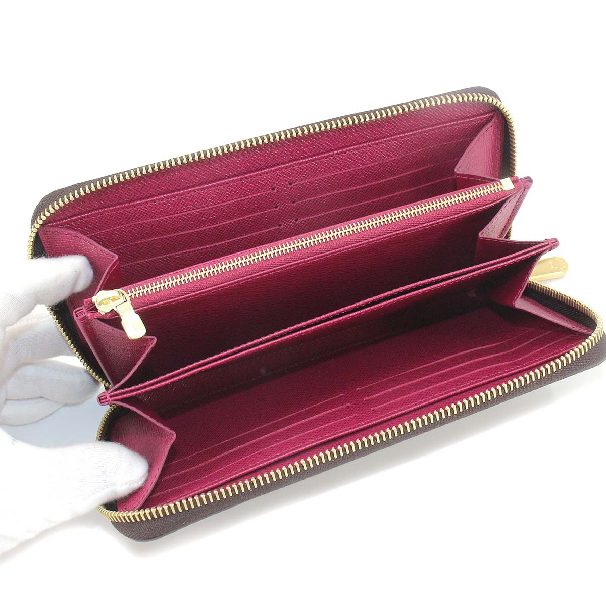 Louis Vuitton Monogram Zippy Wallet Round Zipper Long Wallet Fuchsia RFID Gold Hardware