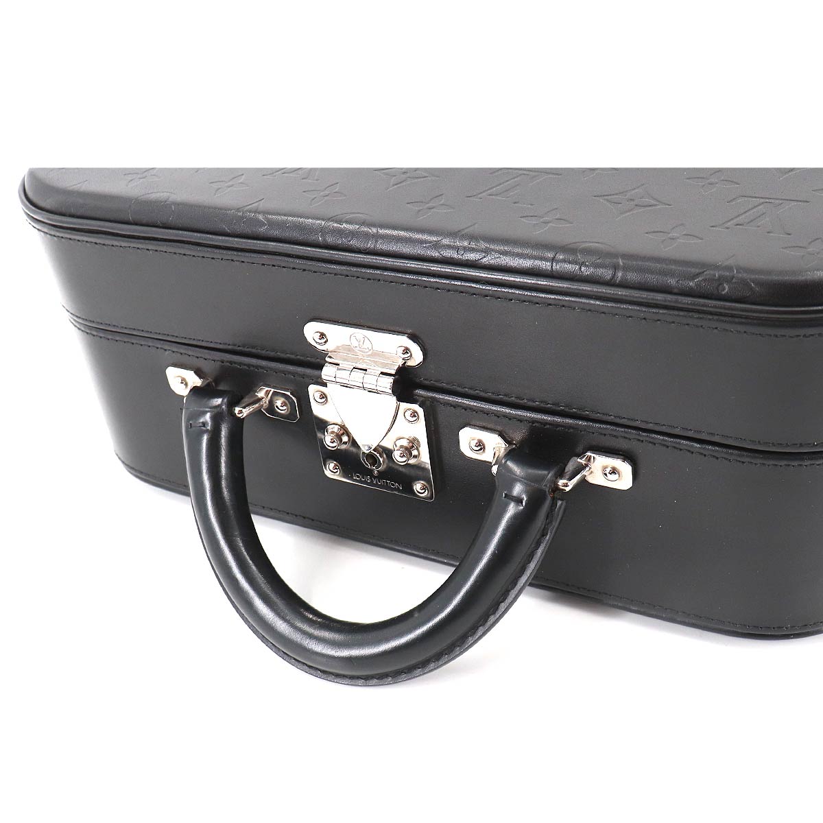 Louis Vuitton Monogram Glace Valisette MM Hand Bag Case Leather Noir