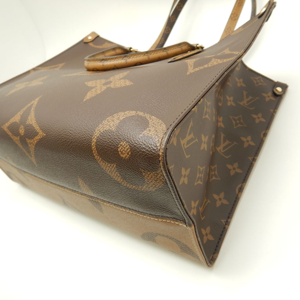 Louis Vuitton Monogram Reverse On The Go MM Tote Bag Brown