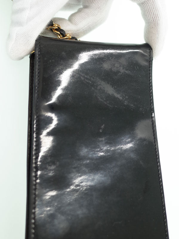 Chanel Coco Mark Chain Mini Pouch Shoulder Bag Black