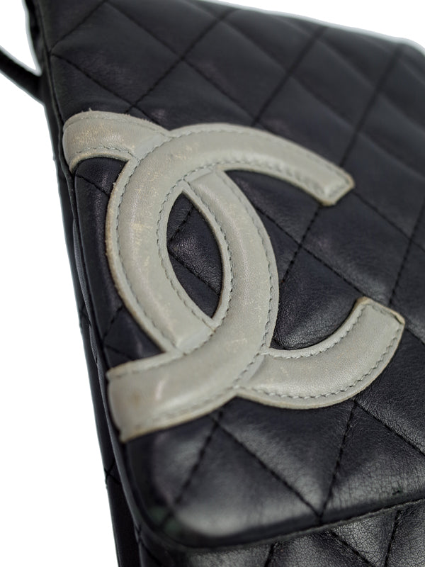 Chanel Cambon Line Pochette Shoulder Bag Black Yellow