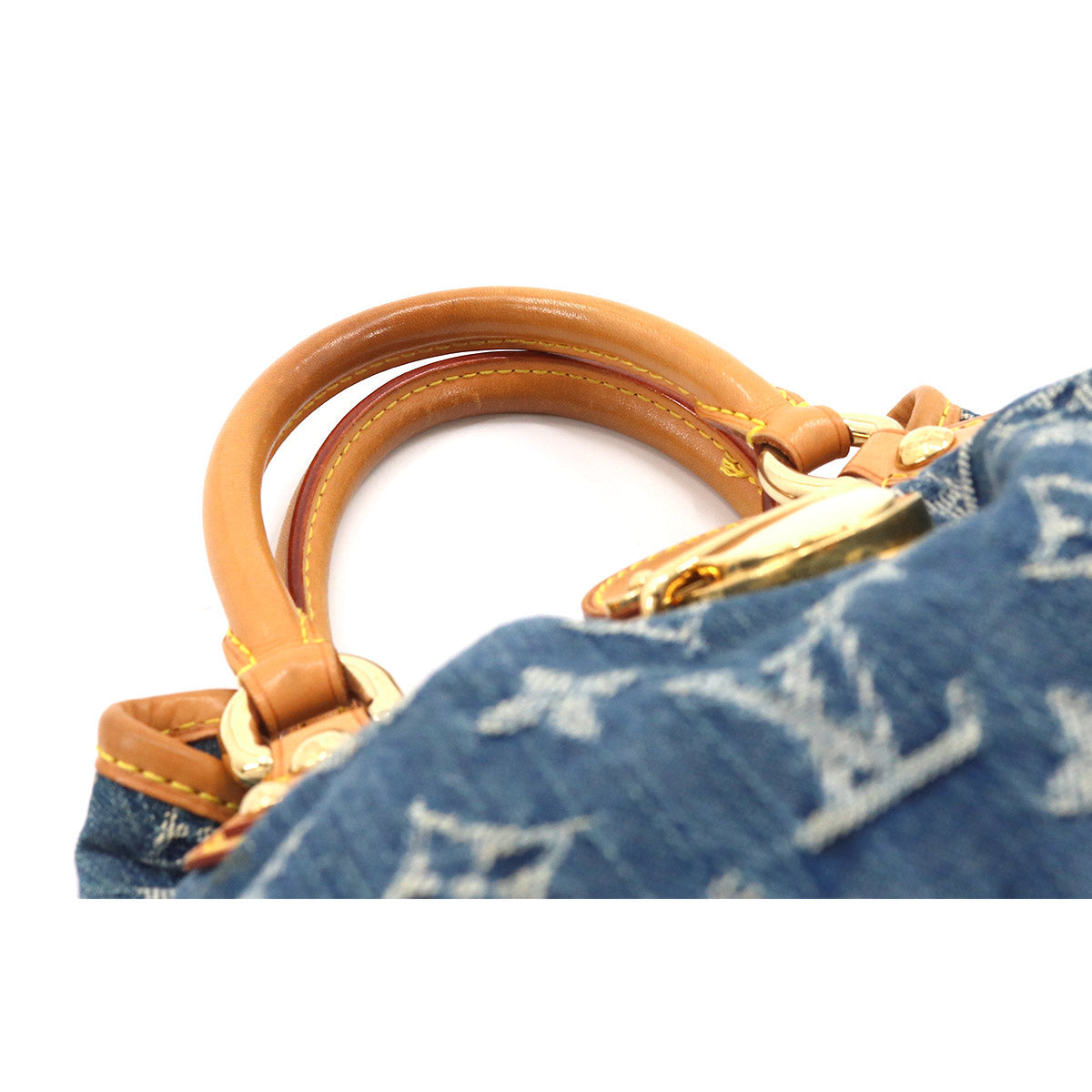 Louis Vuitton Monogram Denim Pleaty Canvas Leather Blue