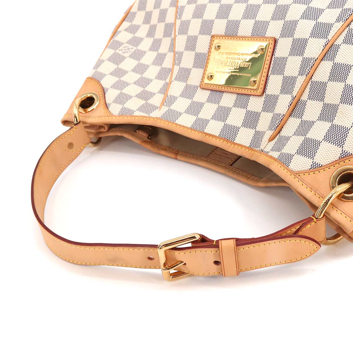 Louis Vuitton Damier Azur Galliera PM Shoulder Bag White Gray