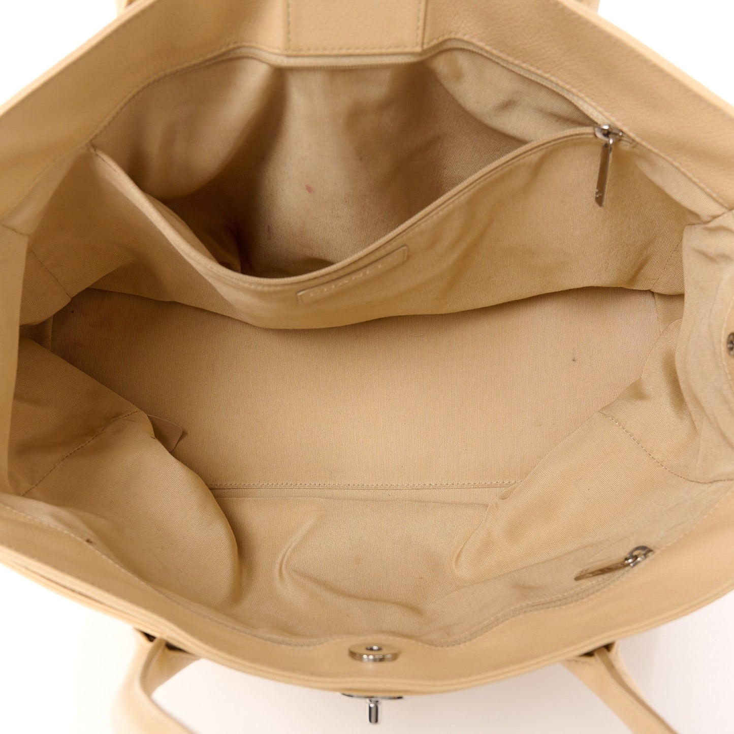 Amelia Calfskin Cerf Executive Shopper Tote Beige Clair