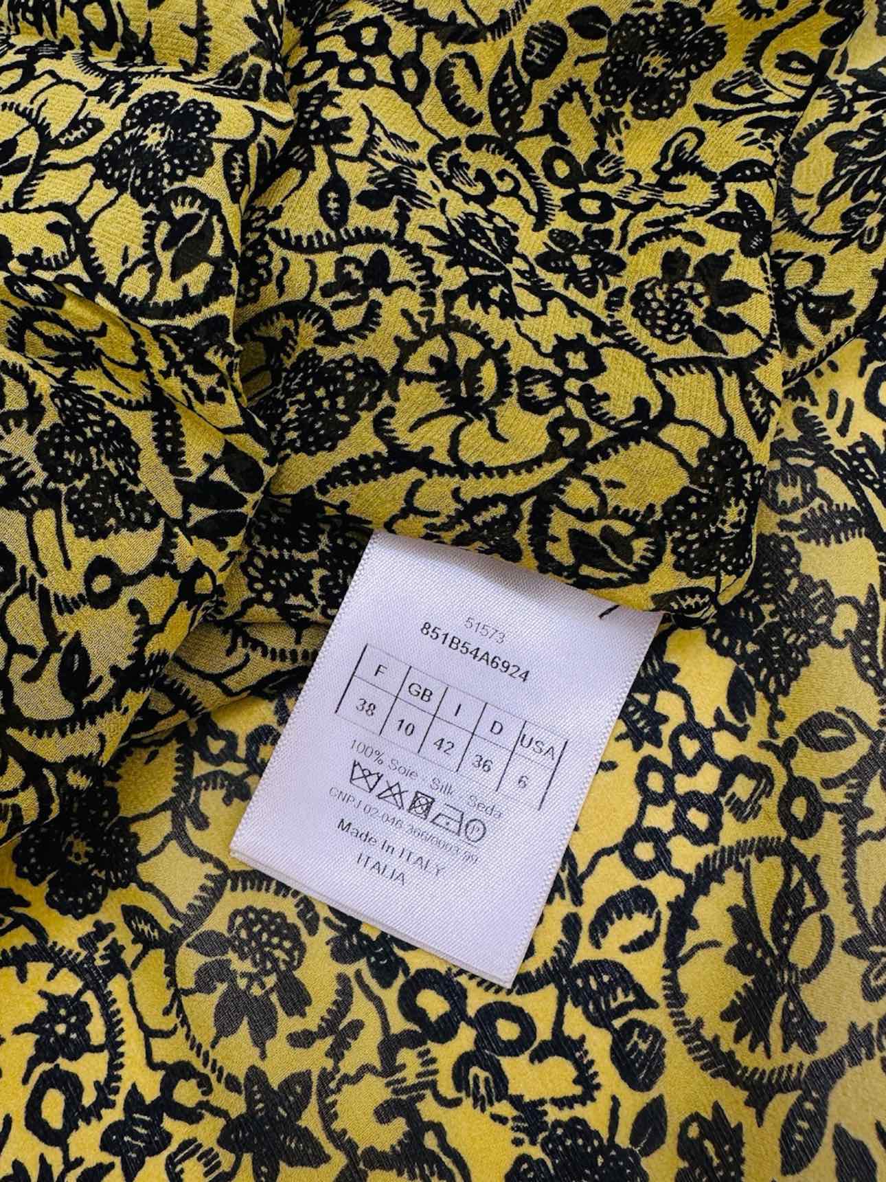 CHRISTIAN DIOR Yellow & Black Floral Size US 6 Blo