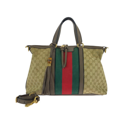 Gucci GG Canvas/Leather Sherry Line 2way Tote Bag 309621