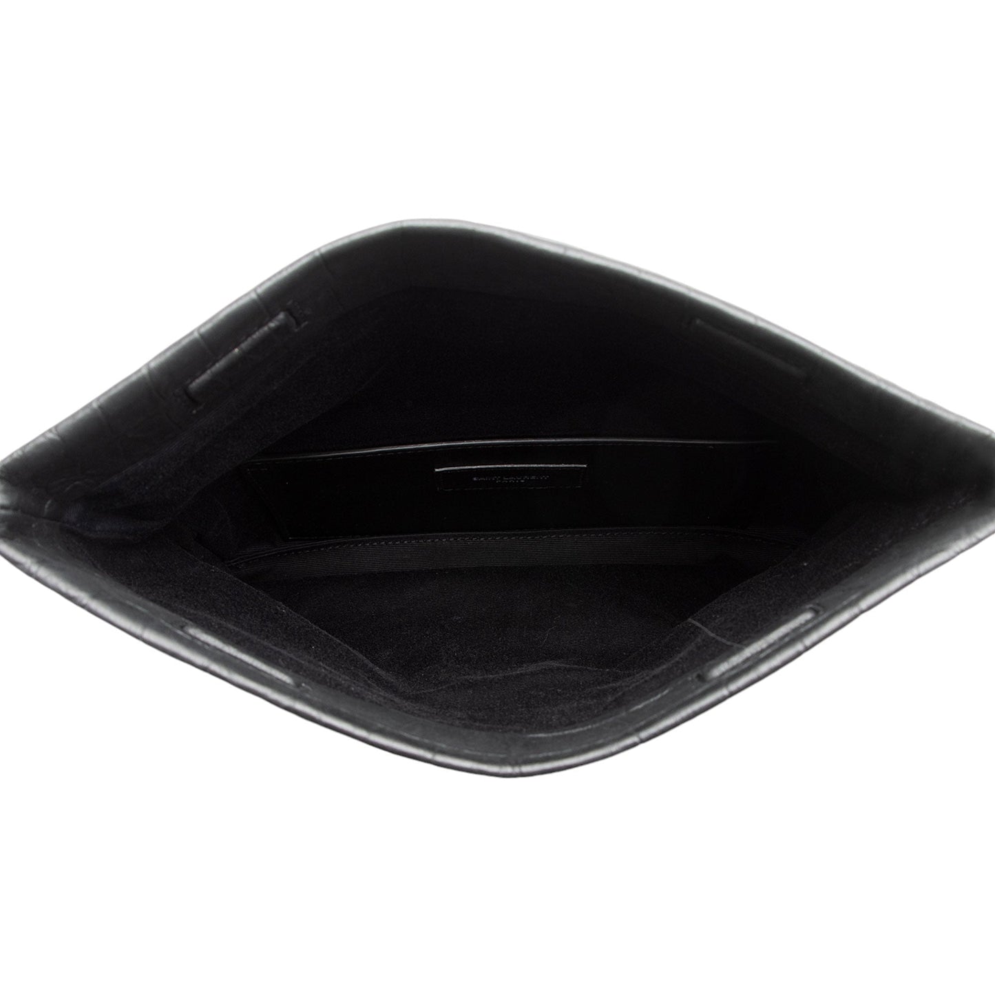 Saint Laurent Croc Embossed Leather West Hollywood Fold Over Clutch