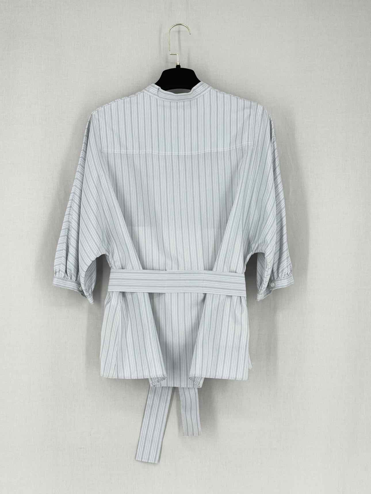 CHRISTIAN DIOR Grey & Blue Pinstripe Size US 6 Blo