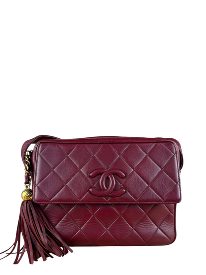 Chanel   Burgundy Quilted Leather CC Camera Bag