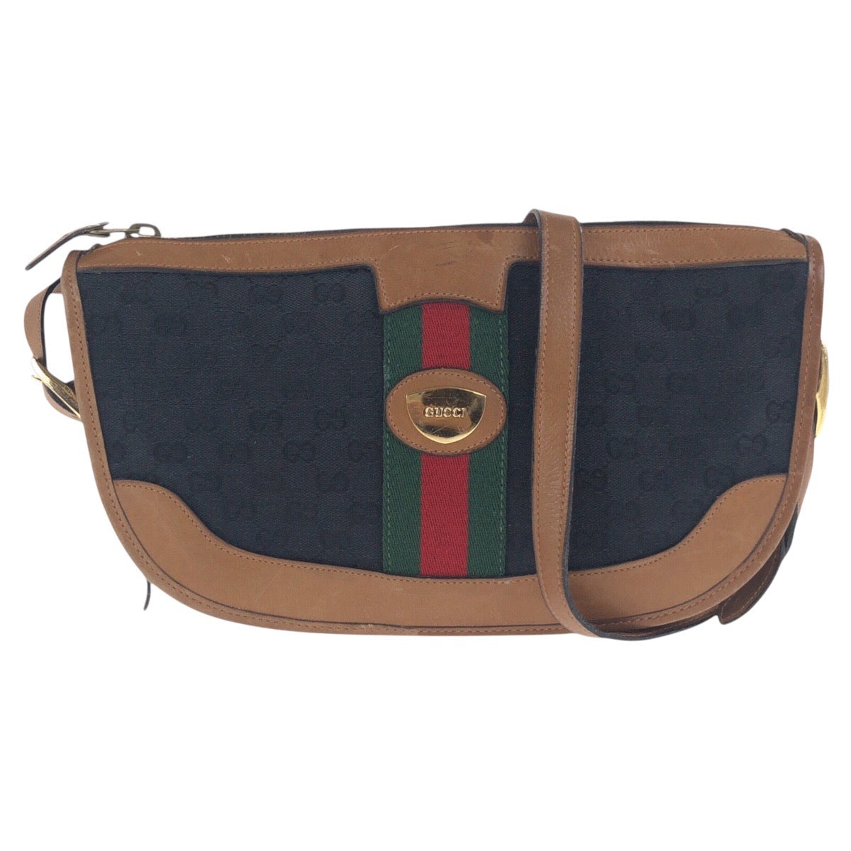 Gucci Old Gucci GG Canvas Leather Shoulder Bag