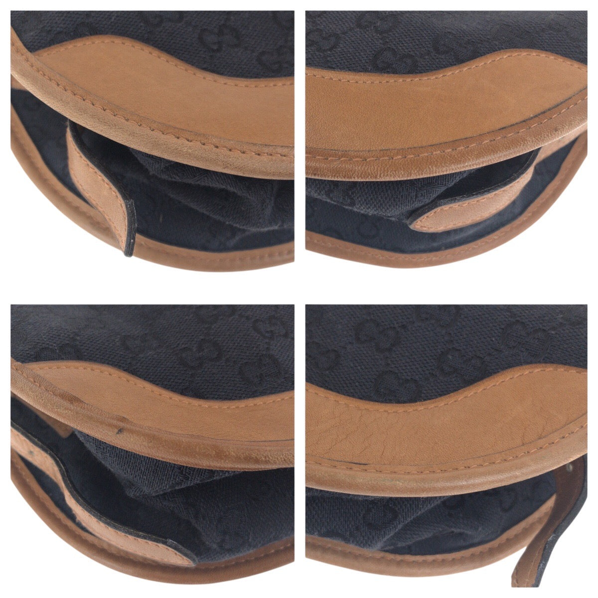 Gucci Old Gucci GG Canvas Leather Shoulder Bag