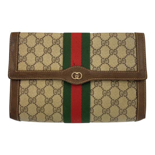 Gucci GG Supreme Canvas Leather Clutch Bag