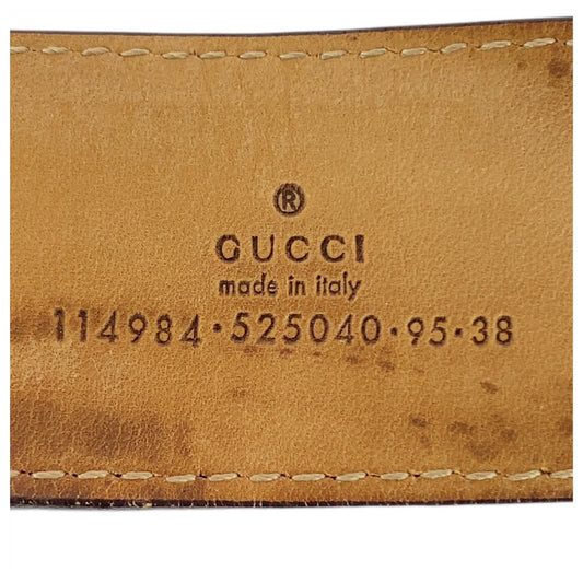 Gucci Interlocking Shearling Line Canvas Leather Belt