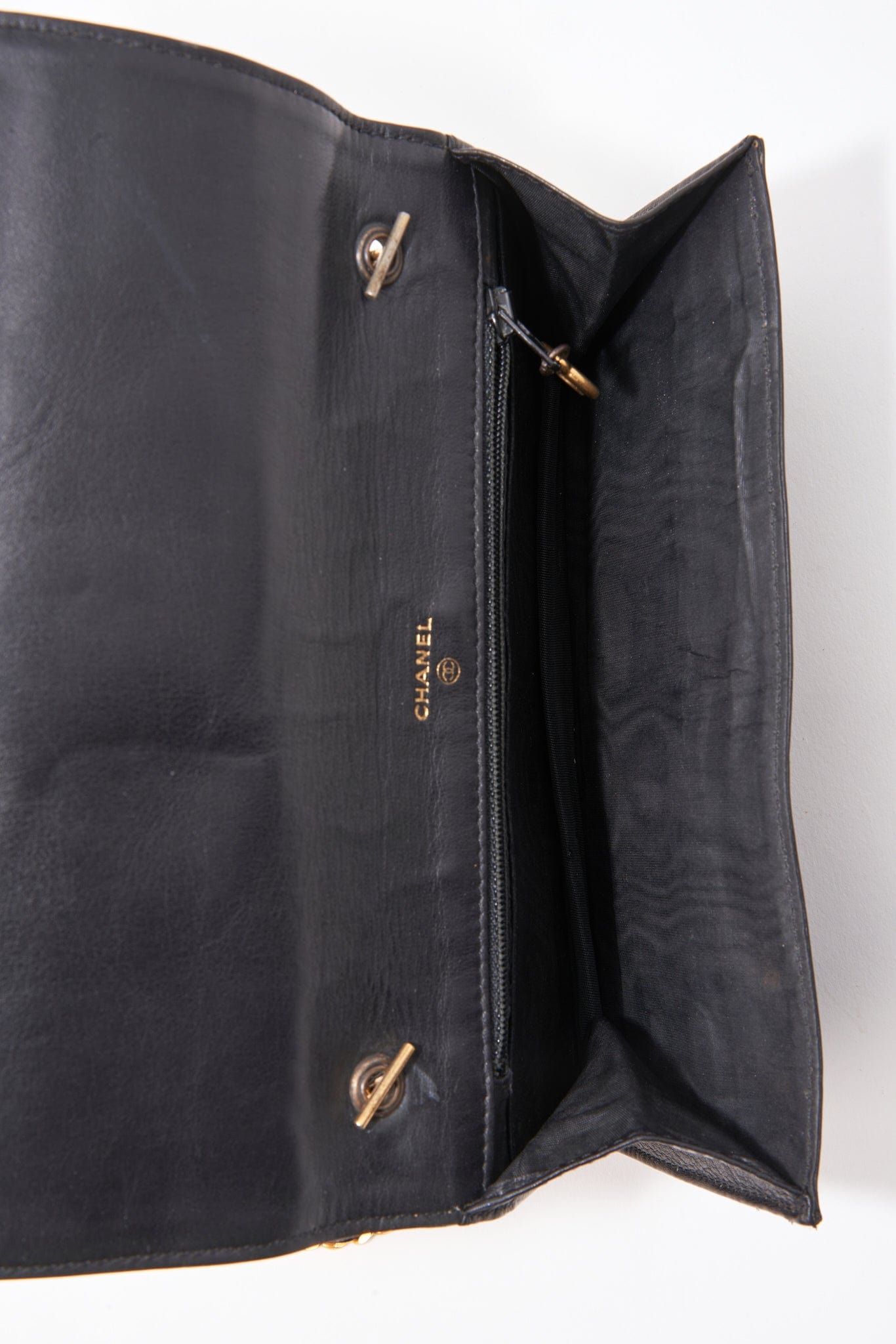 Chanel Black Lambskin Leather Wallet On Chain