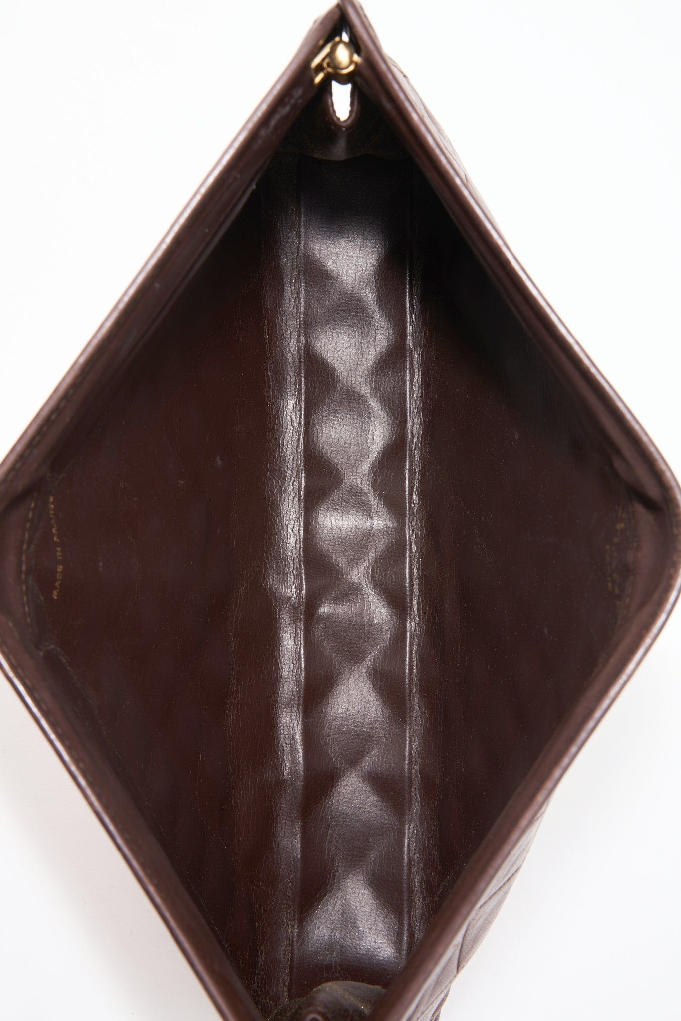 Chanel Brown Leather Clutch Bag With 24K Gold Plated Hardware