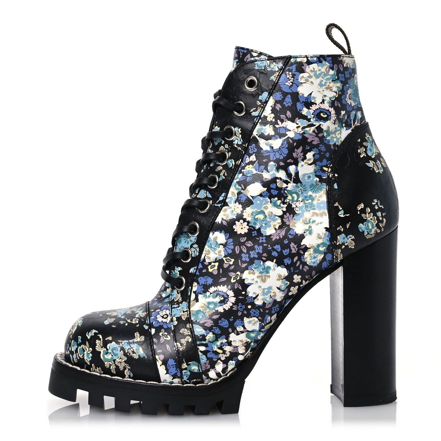 Louis Vuitton Calfskin Floral Star Trail Ankle Boots Black