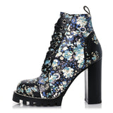 Louis Vuitton Calfskin Floral Star Trail Ankle Boots Black