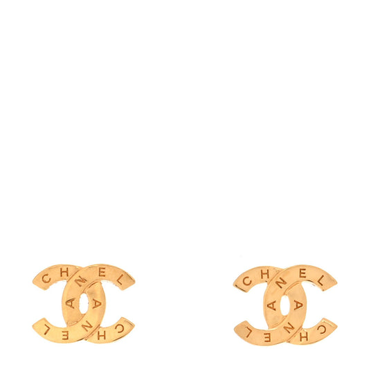 Amelia Metal CC Paris Button Stud Earrings Gold