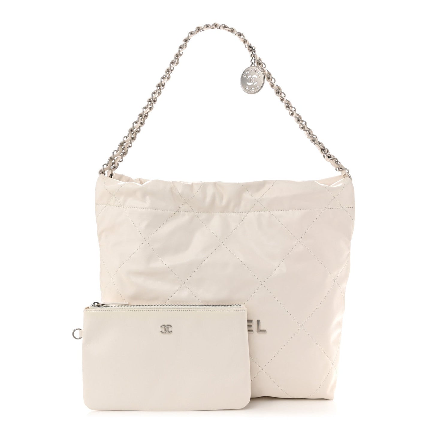 Amelia Shiny Calfskin Quilted Small 22 White