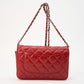 Chanel Red Lambskin Leather Wallet On Chain