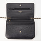 Chanel Black Lambskin Leather Floral Wallet On Chain