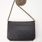 Chanel Black Lambskin Leather Floral Wallet On Chain