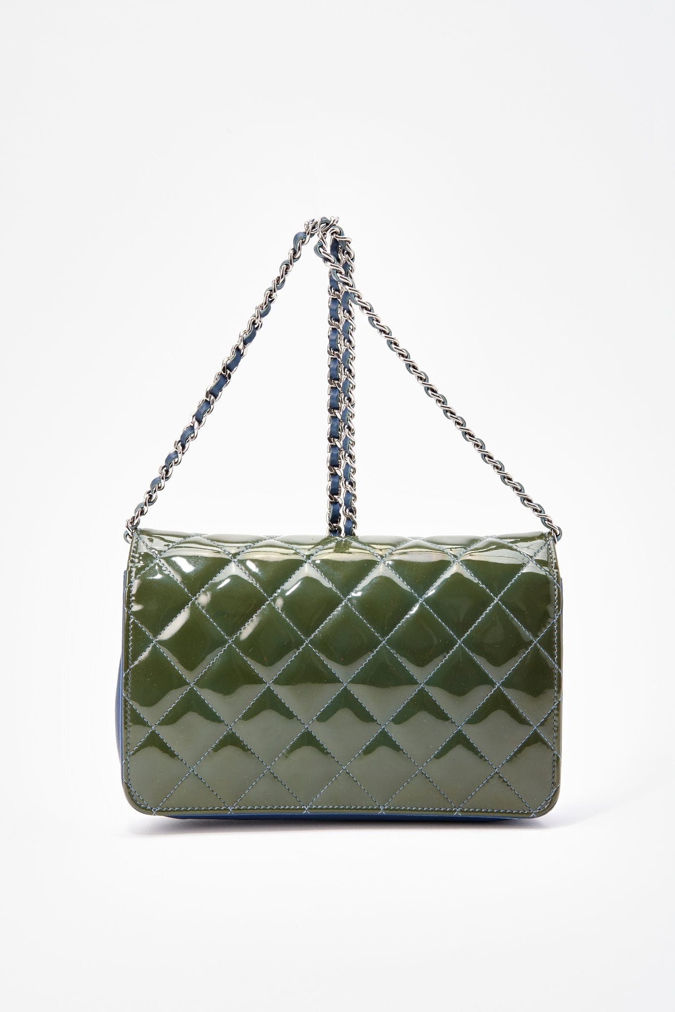 Chanel Patent Green Leather Wallet On Chain