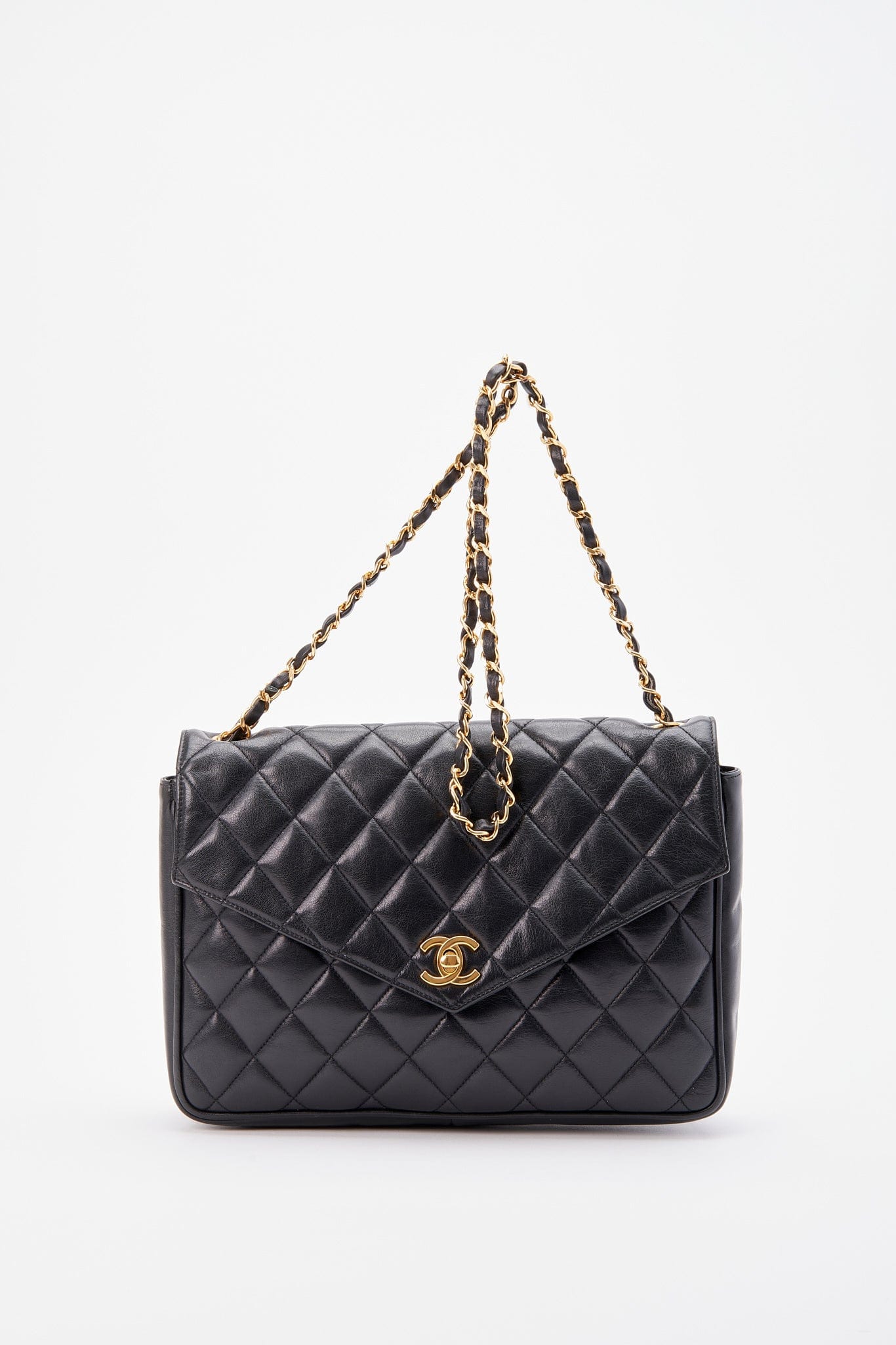 Chanel Black Single Flap Bag with Gold Hardware