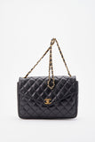 Chanel Black Single Flap Bag with Gold Hardware