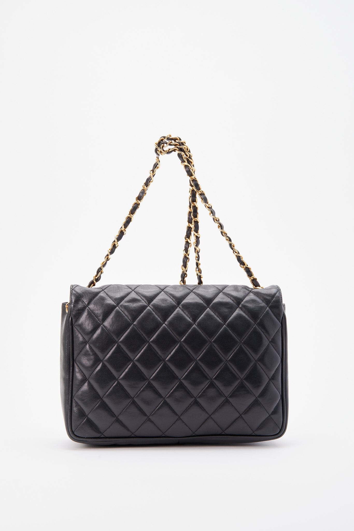 Chanel Black Single Flap Bag with Gold Hardware