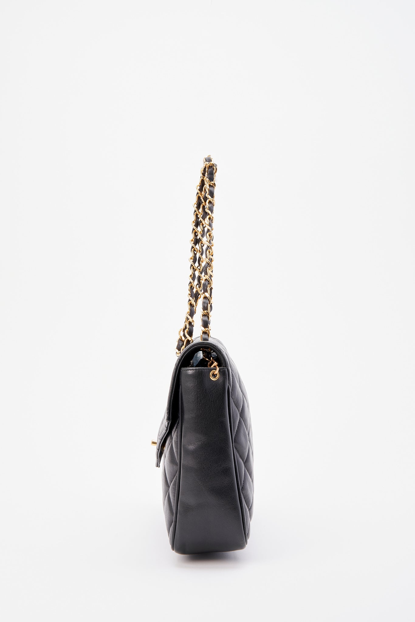 Chanel Black Single Flap Bag with Gold Hardware