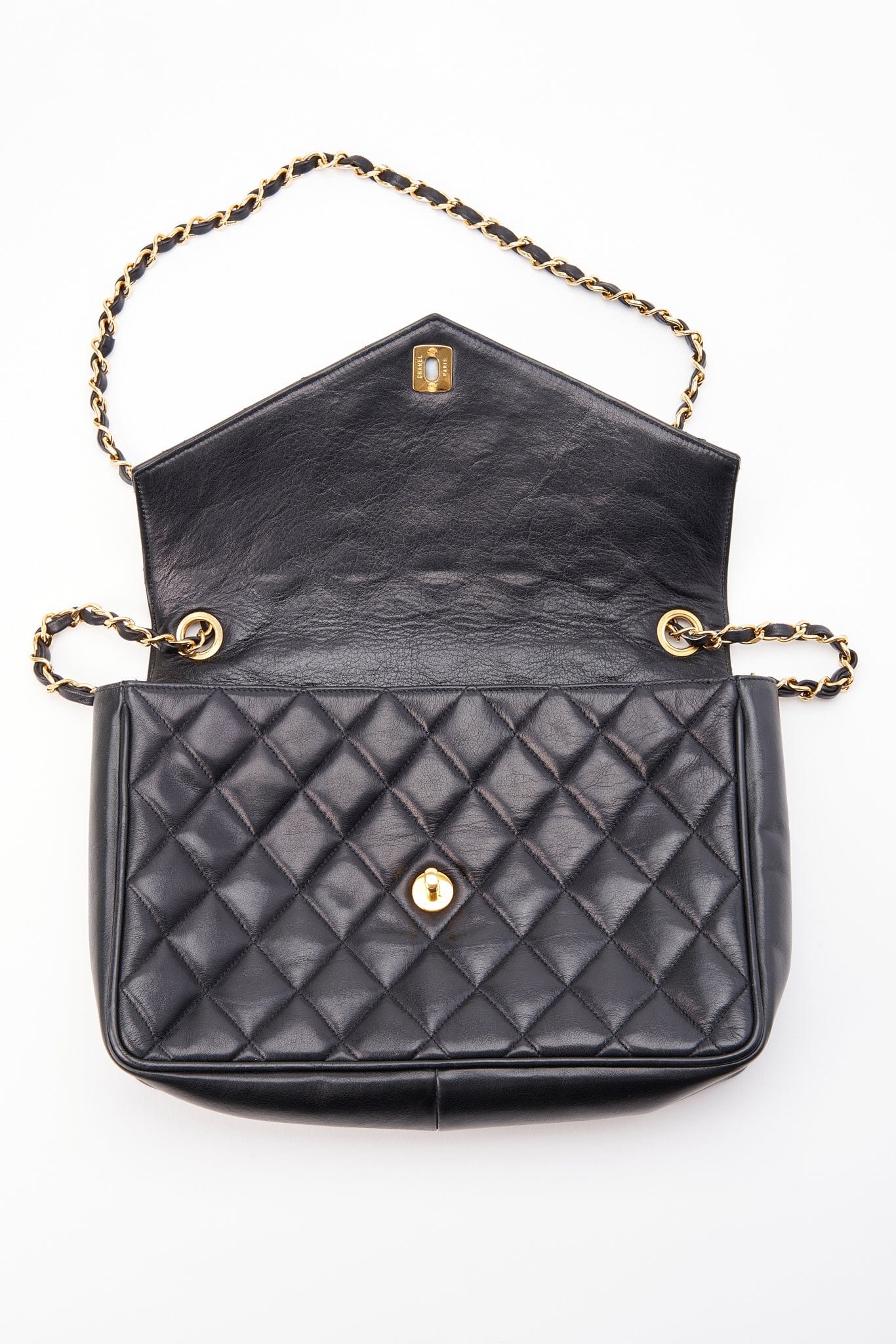 Chanel Black Single Flap Bag with Gold Hardware