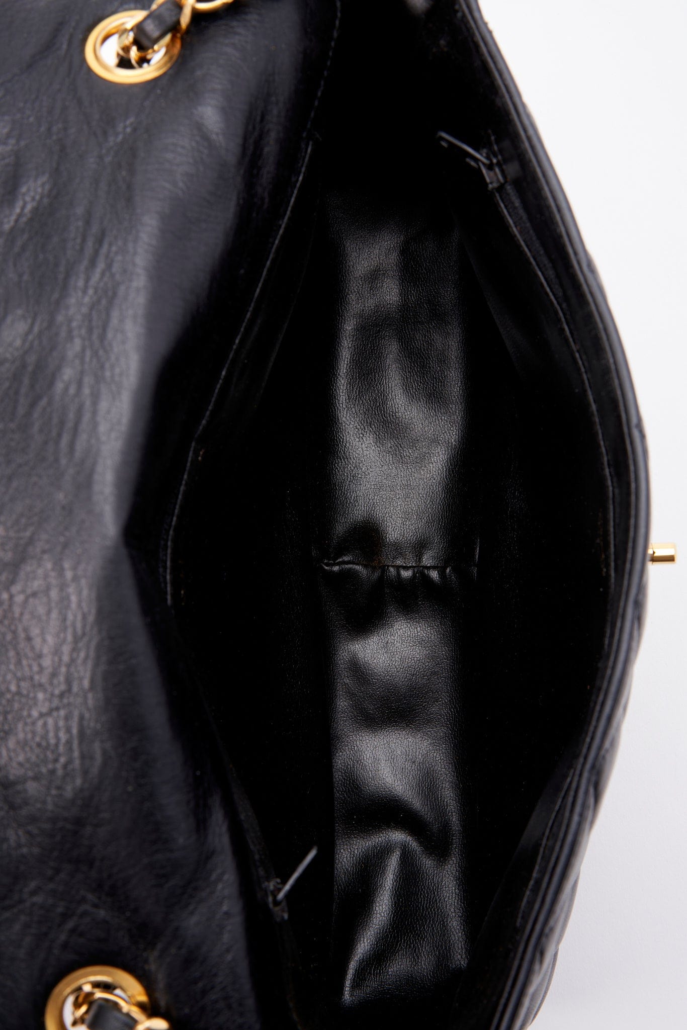 Chanel Black Single Flap Bag with Gold Hardware