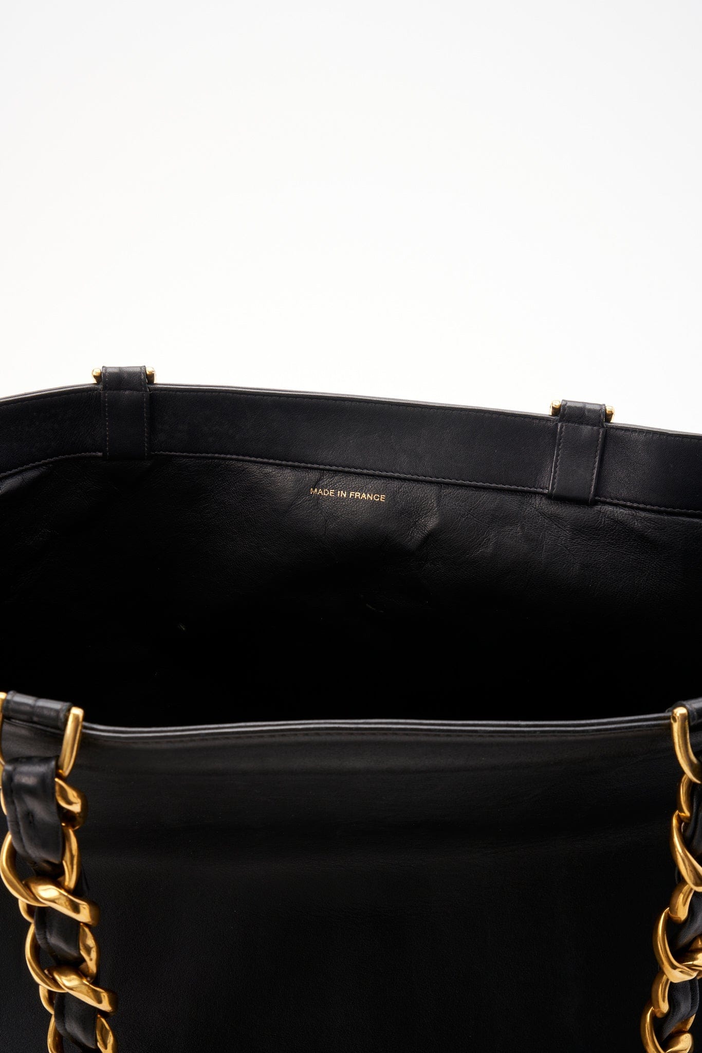 Chanel Black Leather Tote Bag with Chunky Gold Hardware