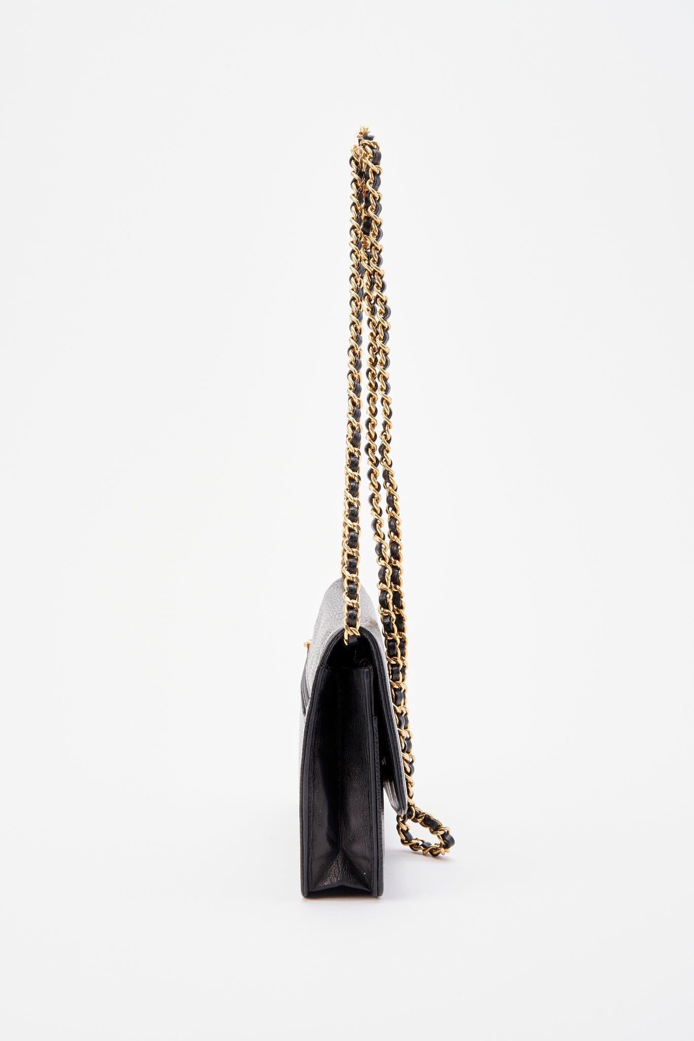 Chanel Black Caviar Leather Wallet On Chain