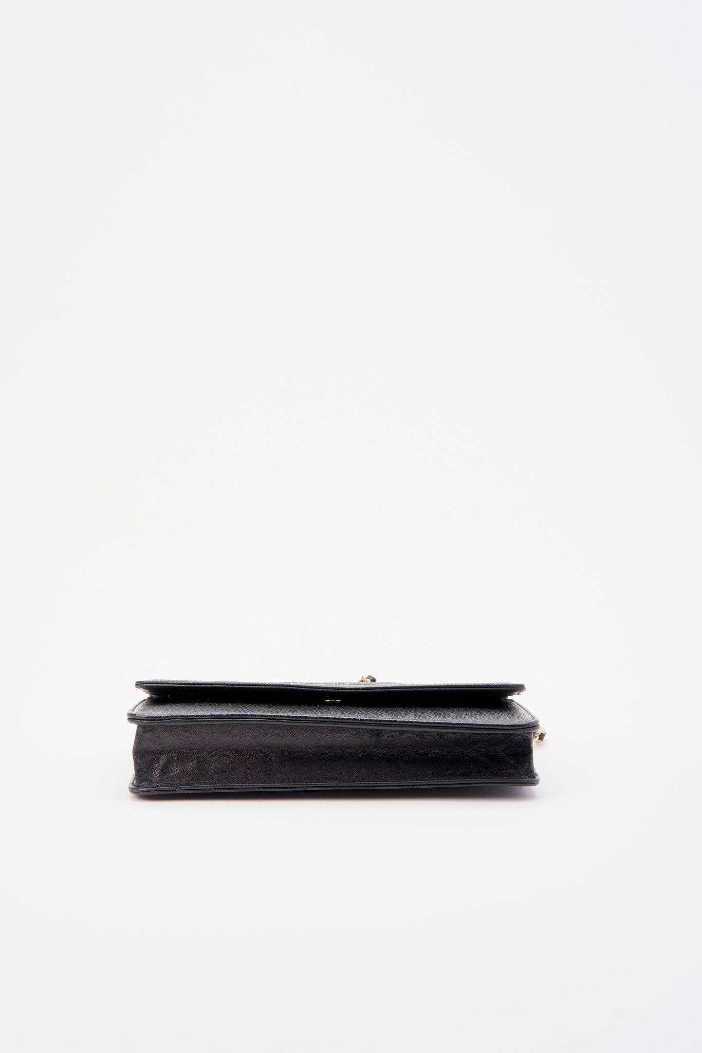 Chanel Black Caviar Leather Wallet On Chain
