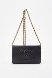 Chanel Black Caviar Leather Wallet On Chain