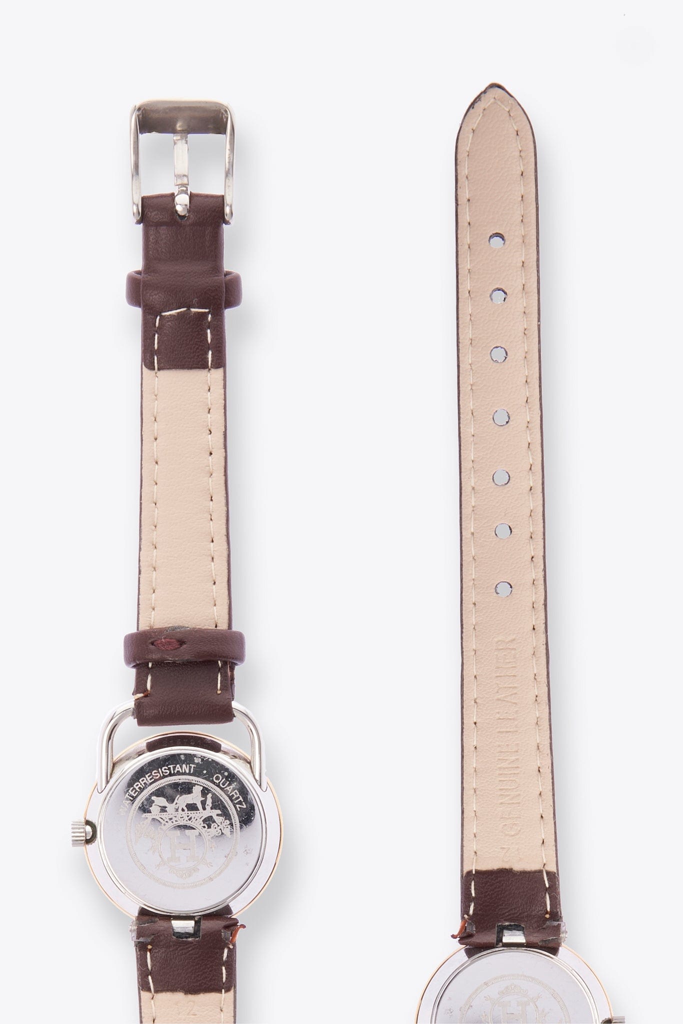 Hermès Pullman Gold Plated Watch With Brown Leather Strap