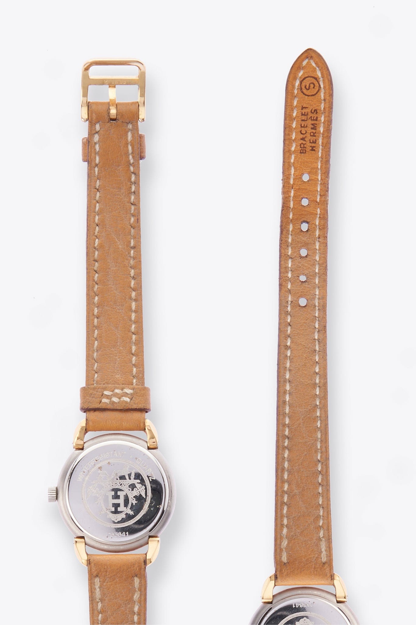 Hermès Pullman Gold Plated Watch With Tan Leather Strap