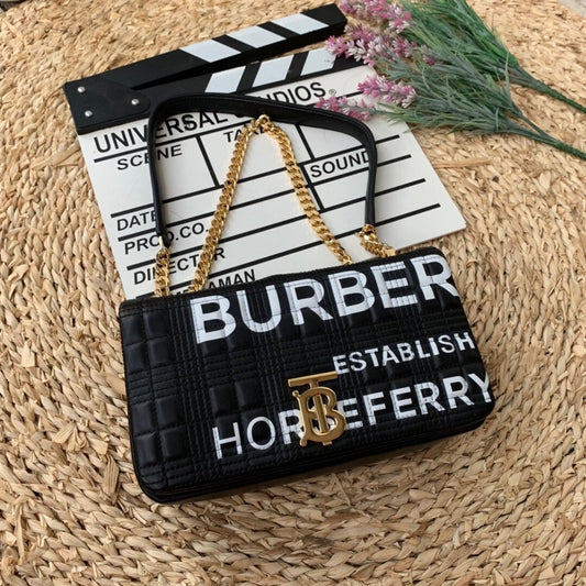 B-Berry - BB  Horseferry Print Quilted Small Lola Bag Monogram Black For Women, Bags 9in/23cm