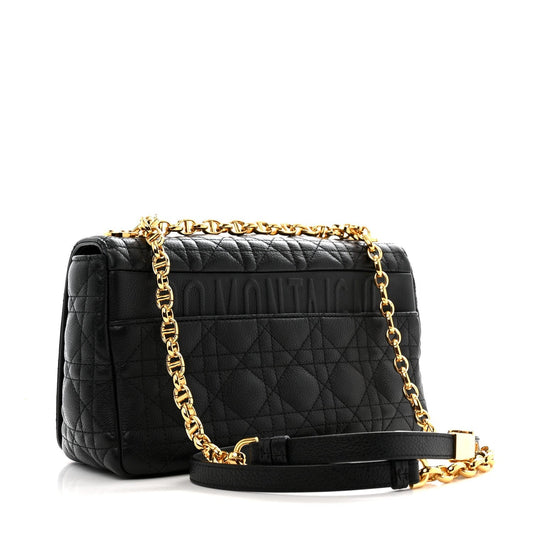Christian Dior Calfskin Cannage Medium Caro Bag Black