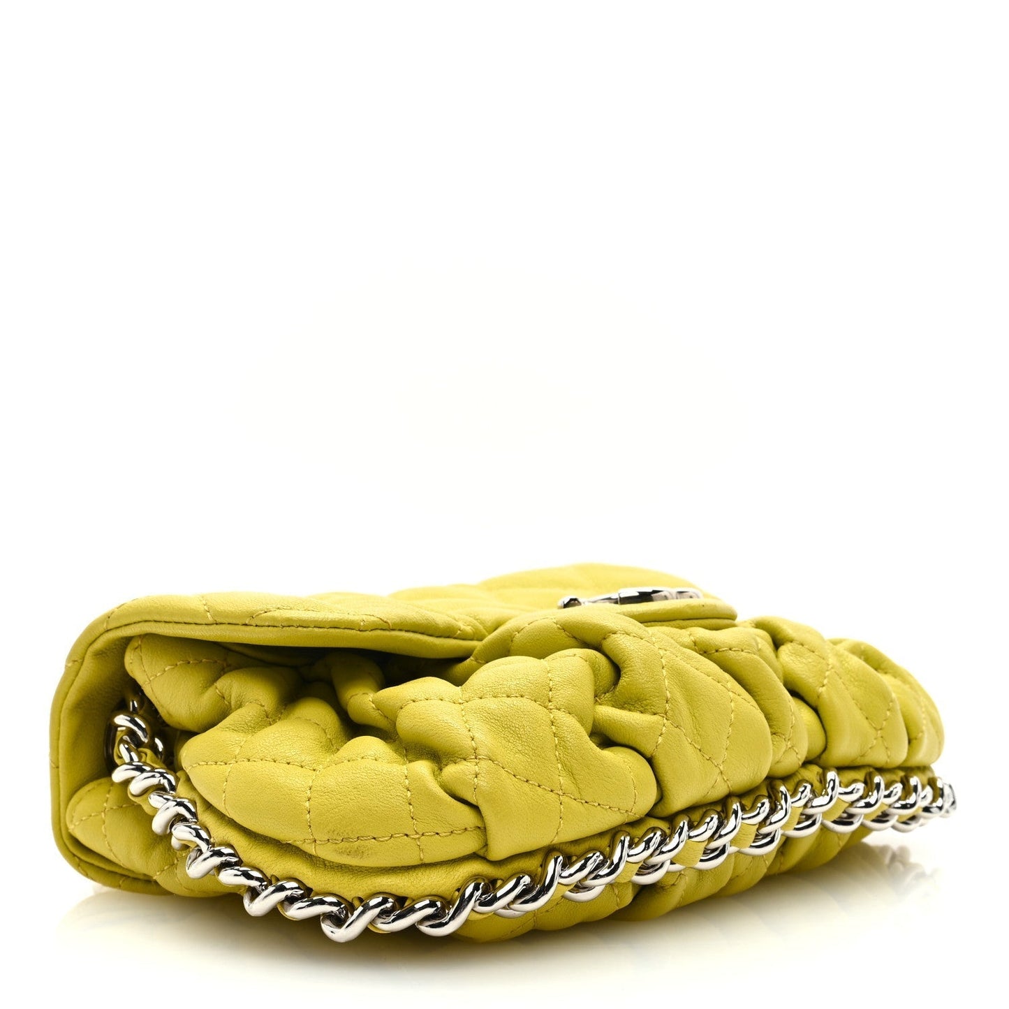 Amelia Washed Lambskin Quilted Mini Chain Around Flap Yellow