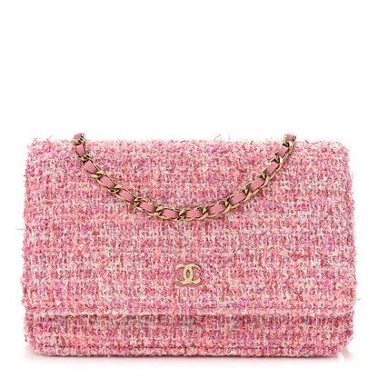Amelia Tweed Quilted Wallet On Chain WOC Pink