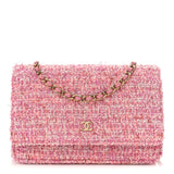 Amelia Tweed Quilted Wallet On Chain WOC Pink