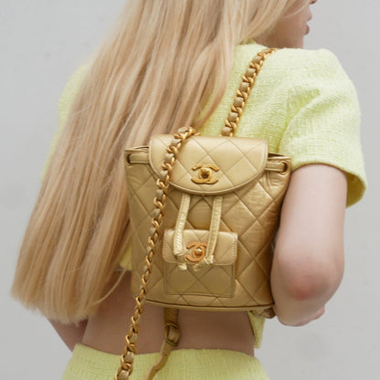 CHANEL * 1991-1994 Duma Backpack Gold Lambskin