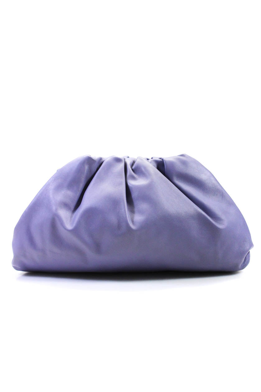 Bottega Veneta Womens The Pouch Hinged Clutch Handbag Purple Leather