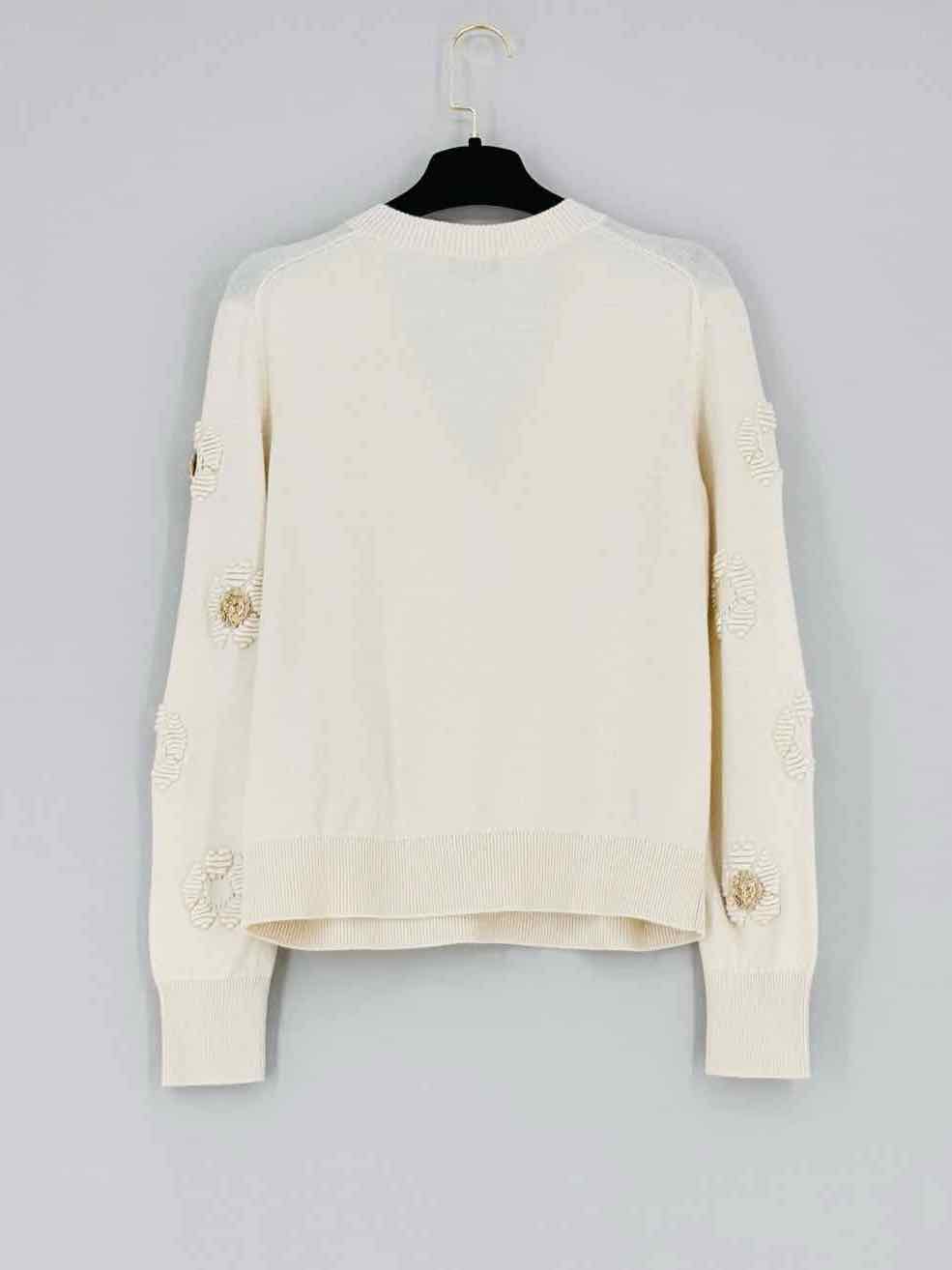 CHANEL Lion Embellieshed Cream Size US 6 Sweater