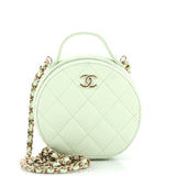 CHANEL Handle with Care Round Vanity Case with Chain Quilted Caviar Small
