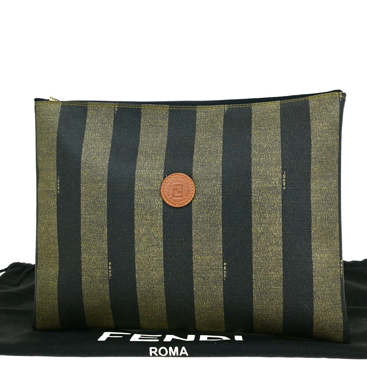 Fendi Pequin  Canvas Clutch Bag